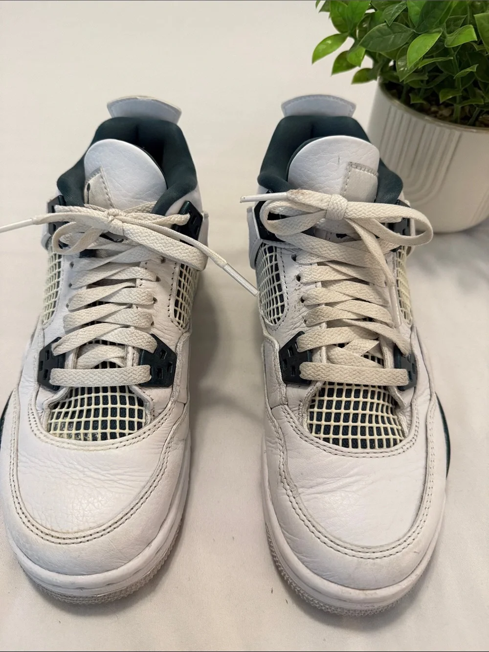 Kid’s Air Jordan 4 White and Dark Green Youth 4.5